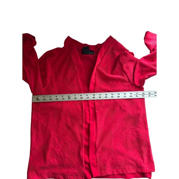 Alfred Dunner Studio Red 2-Piece Open Front Cardigan & Tank Set S Floral Lace - Picture 7 of 8